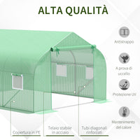 EasyComfort Serra da Giardino 3.5 x 3 x 2m con Tetto Spiovente in PE, Porta e 6 Finestre, Verde