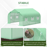 EasyComfort Serra da Giardino 3.5 x 3 x 2m con Tetto Spiovente in PE, Porta e 6 Finestre, Verde