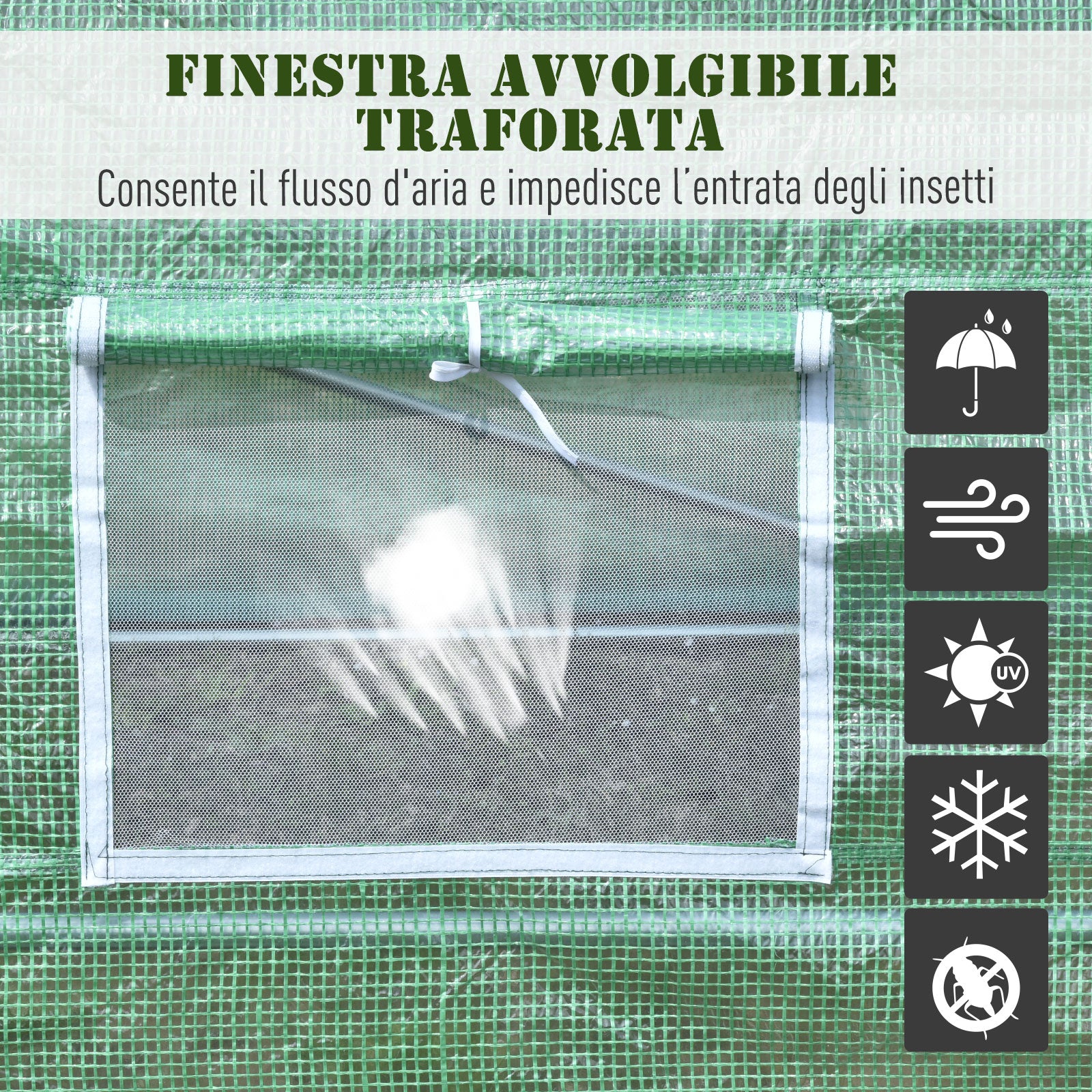 EasyComfort Serra per Piante a Tunnel da Esterno in Acciaio e PE con 8 Finestre 5.95 x 3 x 2m Verde