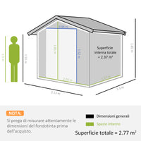 EasyComfort Casetta da Giardino Porta Utensili in Lamiera con Porte Scorrevoli, 213x130x185cm, Grigio Scuro