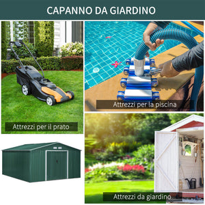 EASYCOMFORT Casetta da Giardino con 2 Porte Scorrevoli e 4 Prese d'Aria in Acciaio e PP, 340x386x200cm, Verde