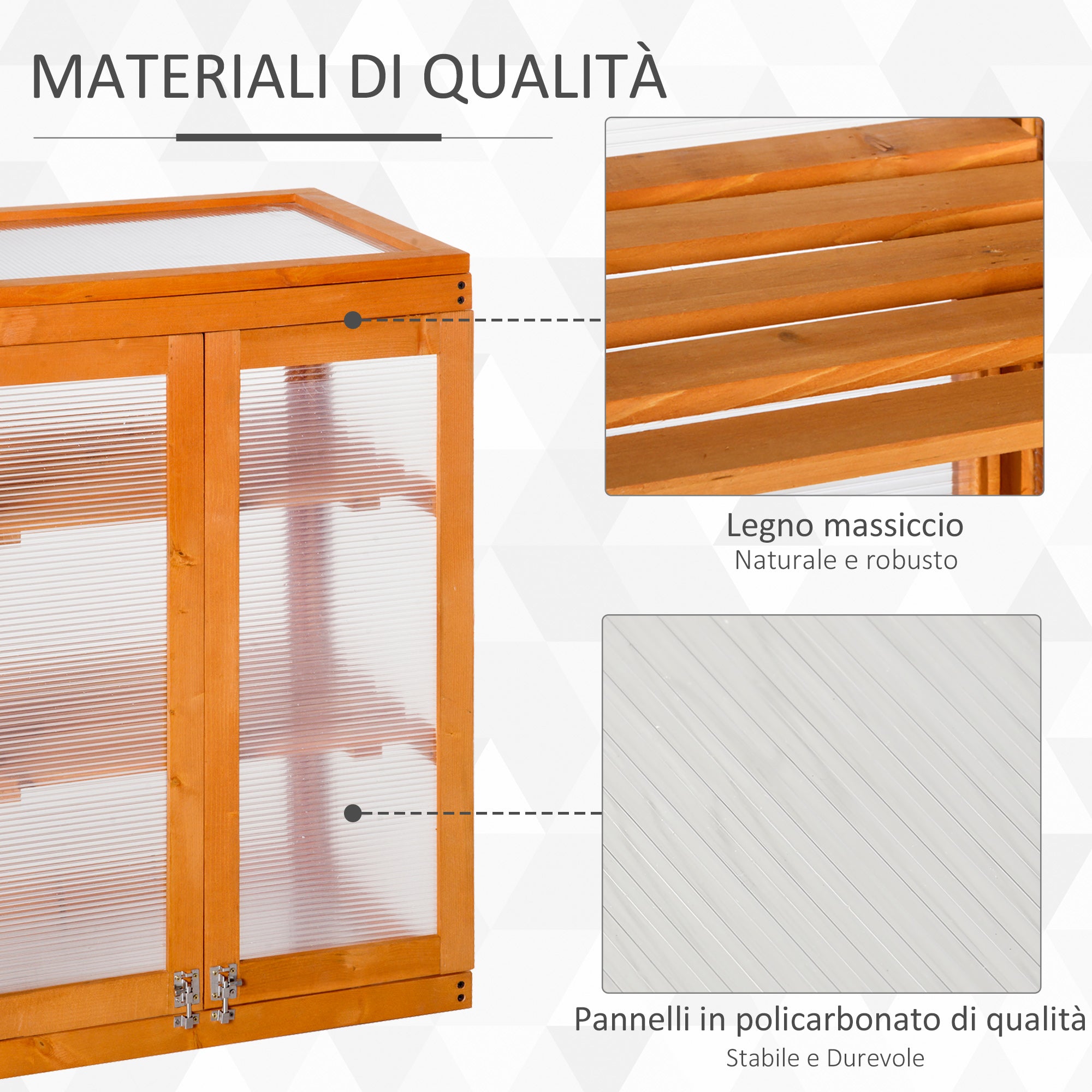 EasyComfort Mini Serra da Giardino a 3 Ripiani in Legno e Policarbonato, 58x44x78cm, Arancione