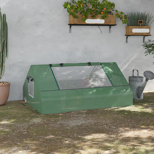 Easycomfort Serra da Giardino in Acciaio con Rivestimento in PE, Porte Avvolgibili e Finestre, 180x140x80cm, Verde