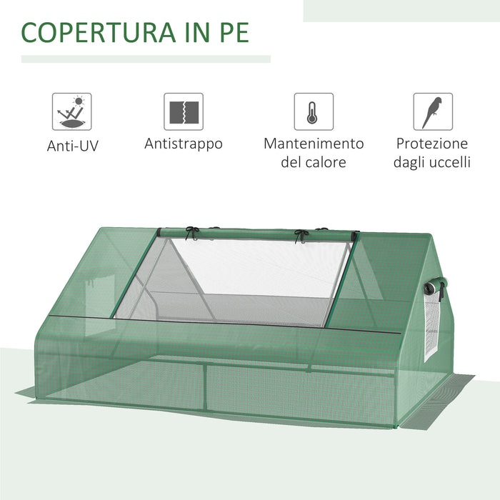 Easycomfort Serra da Giardino in Acciaio con Rivestimento in PE, Porte Avvolgibili e Finestre, 180x140x80cm, Verde