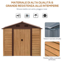 EASYCOMFORT  Casetta da Giardino Porta Attrezzi con Porte Scorrevoli e Pareti Effetto Legno, 152x235.7x208.7cm