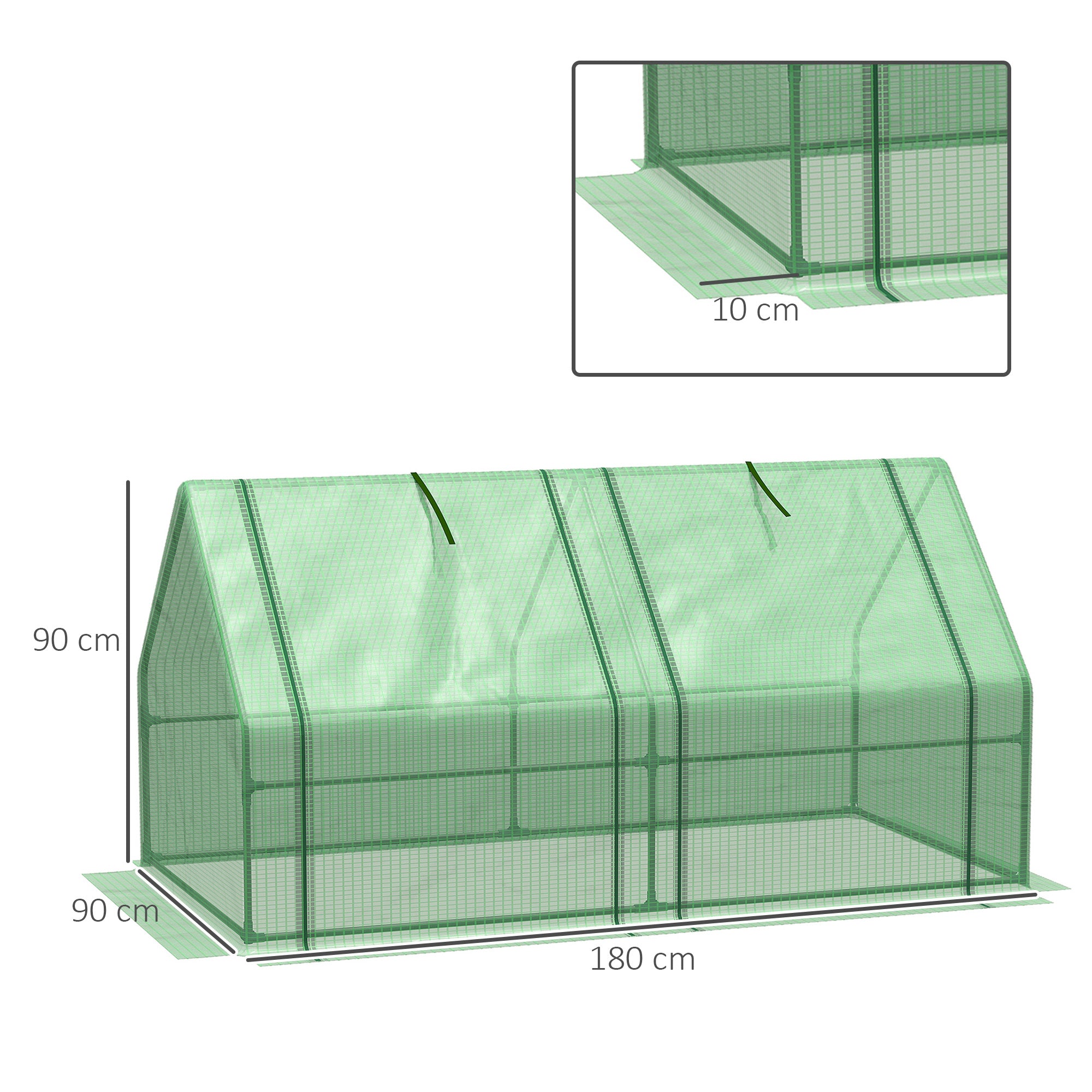 Easycomfort Serra da Giardino con Copertura in PE Rinforzato e Telaio in Acciaio, 180x90x90cm, Verde