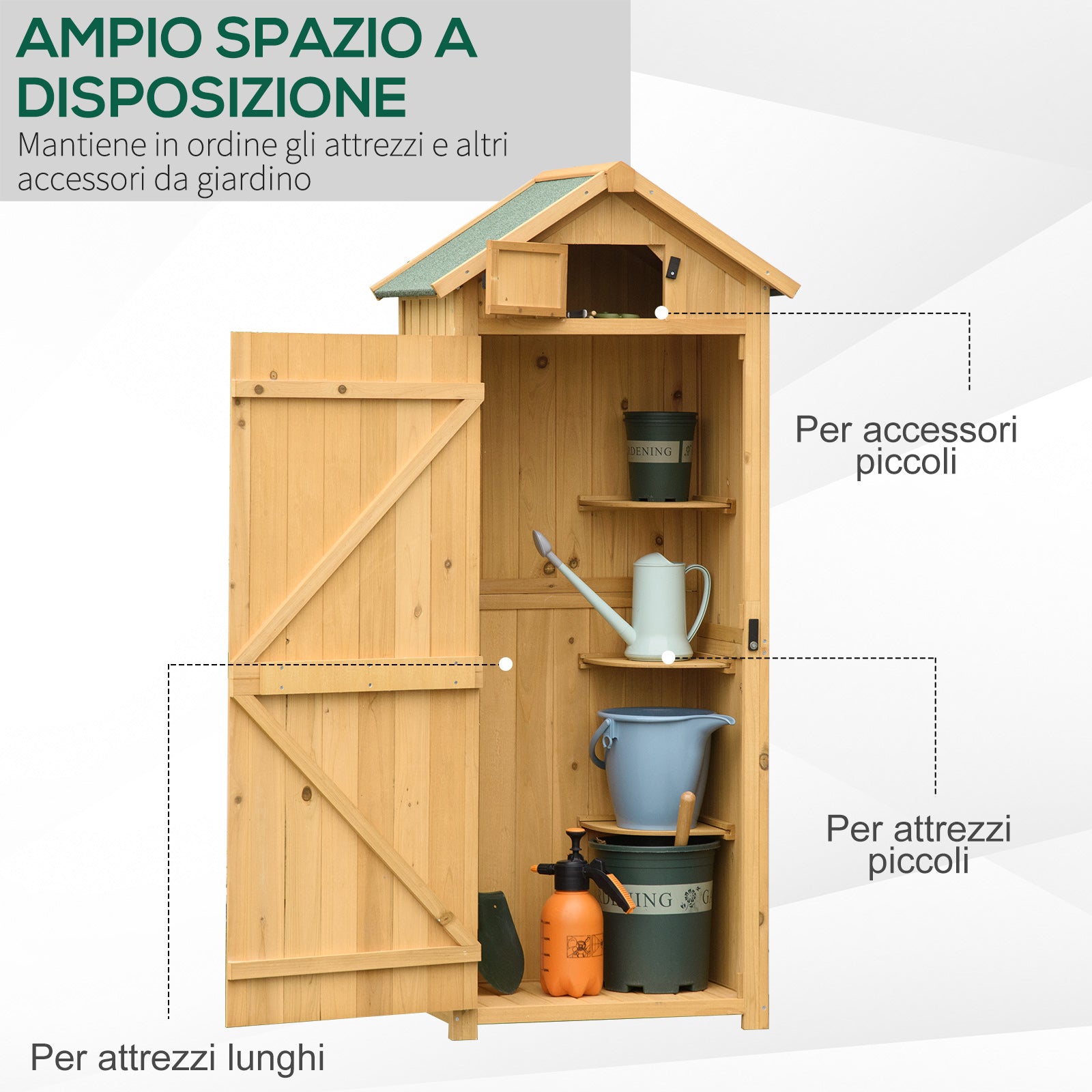 EasyComfort Capanno da Giardino Porta Attrezzi in Legno Impermeabile, 77x54.2x179cm - Giallo