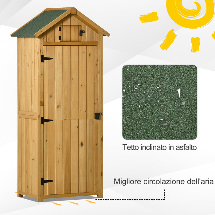 EasyComfort Capanno da Giardino Porta Attrezzi in Legno Impermeabile, 77x54.2x179cm - Giallo