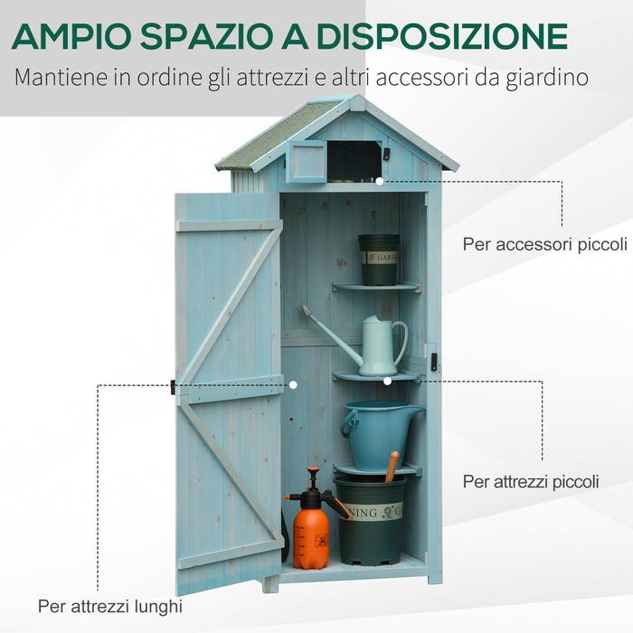 Easycomfort Casetta da Giardino Porta Attrezzi in Legno con 3 Ripiani, 77x54.2x179cm, Blu