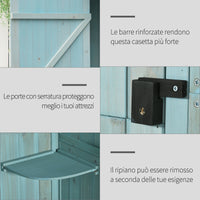 Easycomfort Casetta da Giardino Porta Attrezzi in Legno con 3 Ripiani, 77x54.2x179cm, Blu