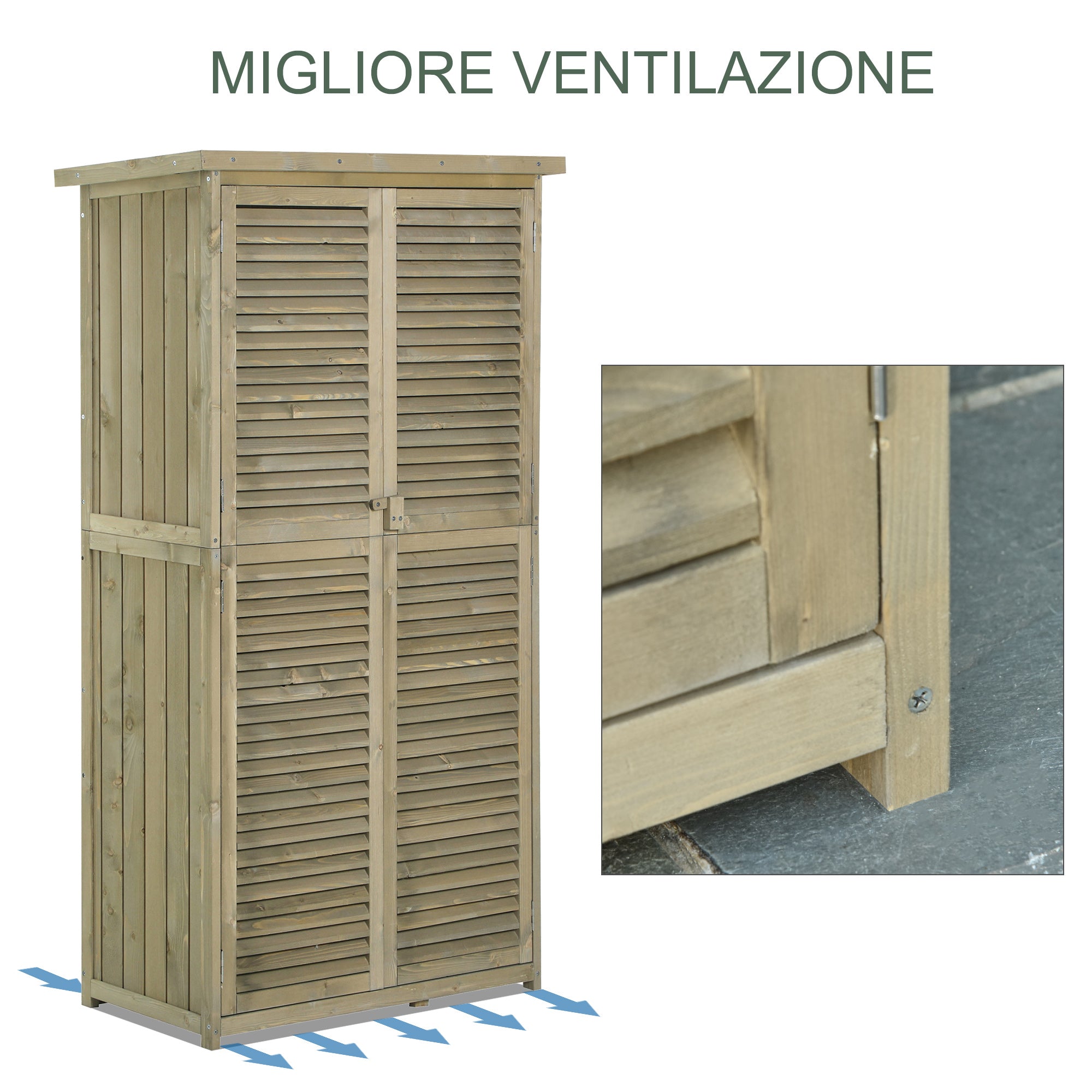 Armadio Mobile Portaoggetti da Giardino 87x46,5x160 cm in Legno  Grigio