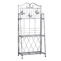 Easycomfort Scaffale Fioriera 3 Ripiani Pieghevole da Giardino Balcone, Metallo, Argento, 44x25x96 cm