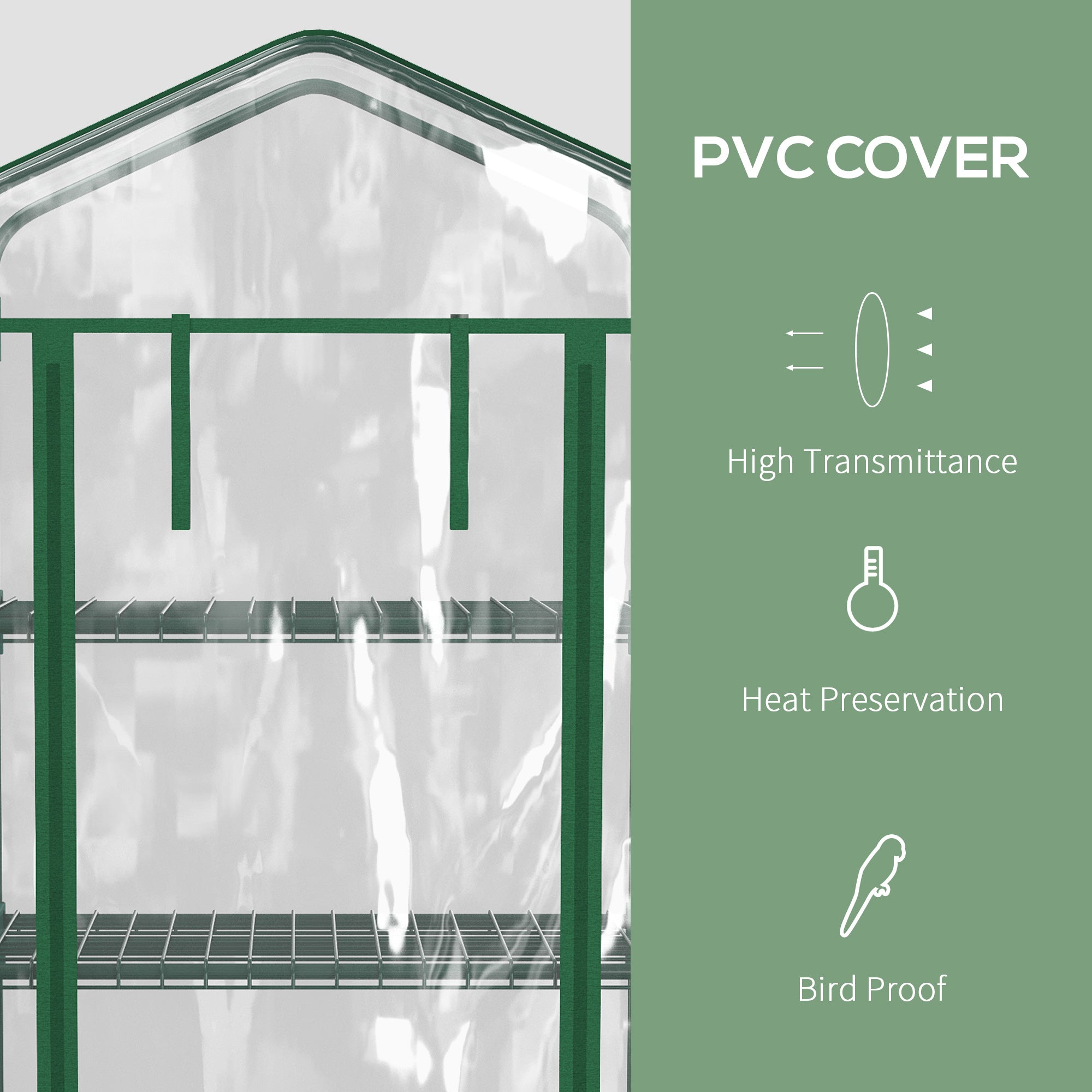 Easycomfort Serra per Piante Verticale con Scaffale a 4 Ripiani in Acciaio e PVC Bianco, 69x50x165cm