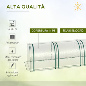 Easycomfort Serra a Tunnel in PVC Trasparente e Acciaio con Porte a Cerniera, 295x100x80 cm