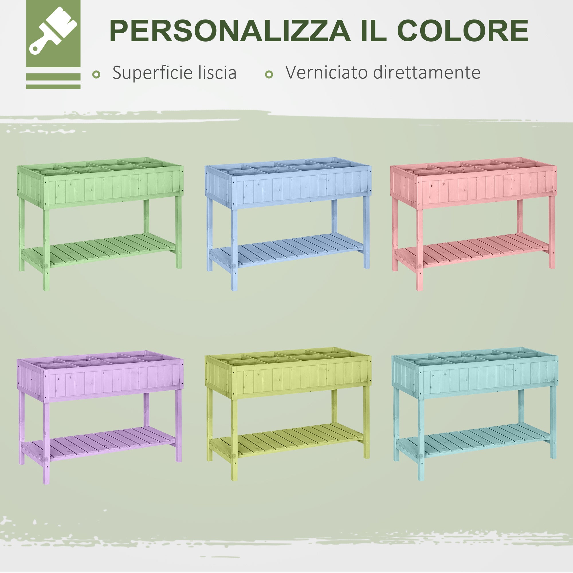 Easycomfort Letto per Orto Rialzato in Legno Orto Pensile Urbano con 8 Griglie e Ripiano Inferiore per Piante da Giardino 120x60x81cm