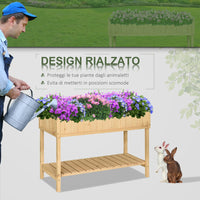 Easycomfort Letto per Orto Rialzato in Legno Orto Pensile Urbano con 8 Griglie e Ripiano Inferiore per Piante da Giardino 120x60x81cm