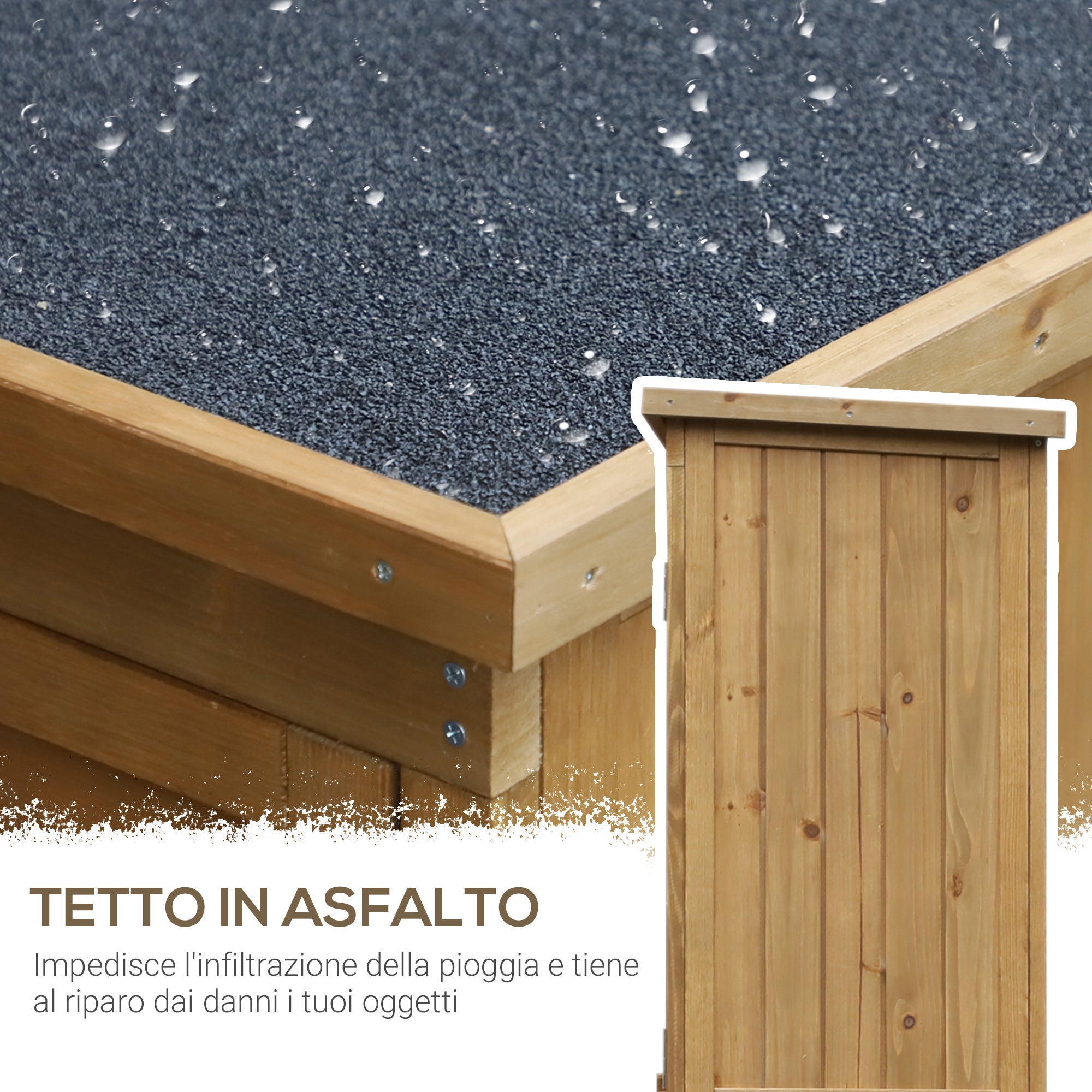 Easycomfort Casetta in Legno da Giardino con Tetto Impermeabile, Armadio da Esterno Porta Attrezzi da Giardino con 3 Mensole, 87x46.5x160cm