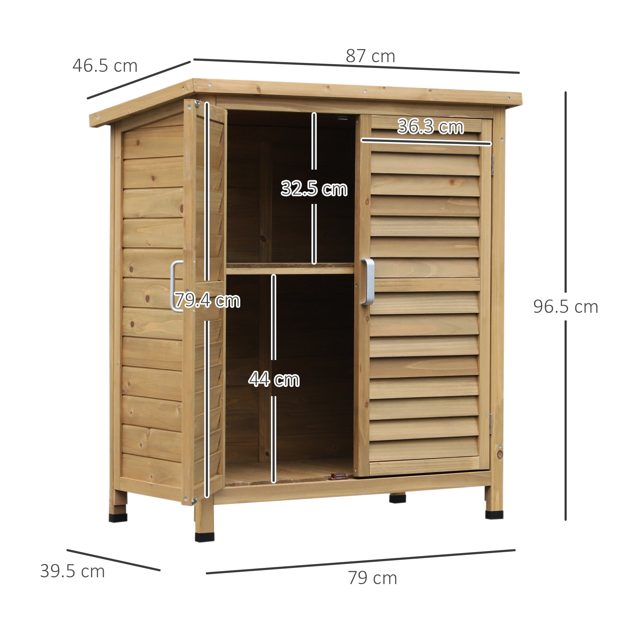 Armadio Porta Attrezzi da Giardino 87x46,5x96,5 cm in Legno di Abete