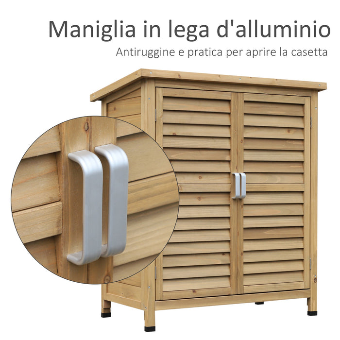 Armadio Porta Attrezzi da Giardino 87x46,5x96,5 cm in Legno di Abete