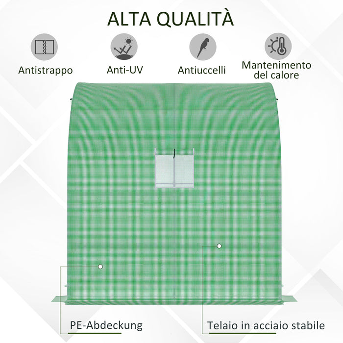 EasyComfort Serra da Parete con 2 Ripiani per Piante e Fiori in Acciaio e PE, 200x100x215 cm, Verde