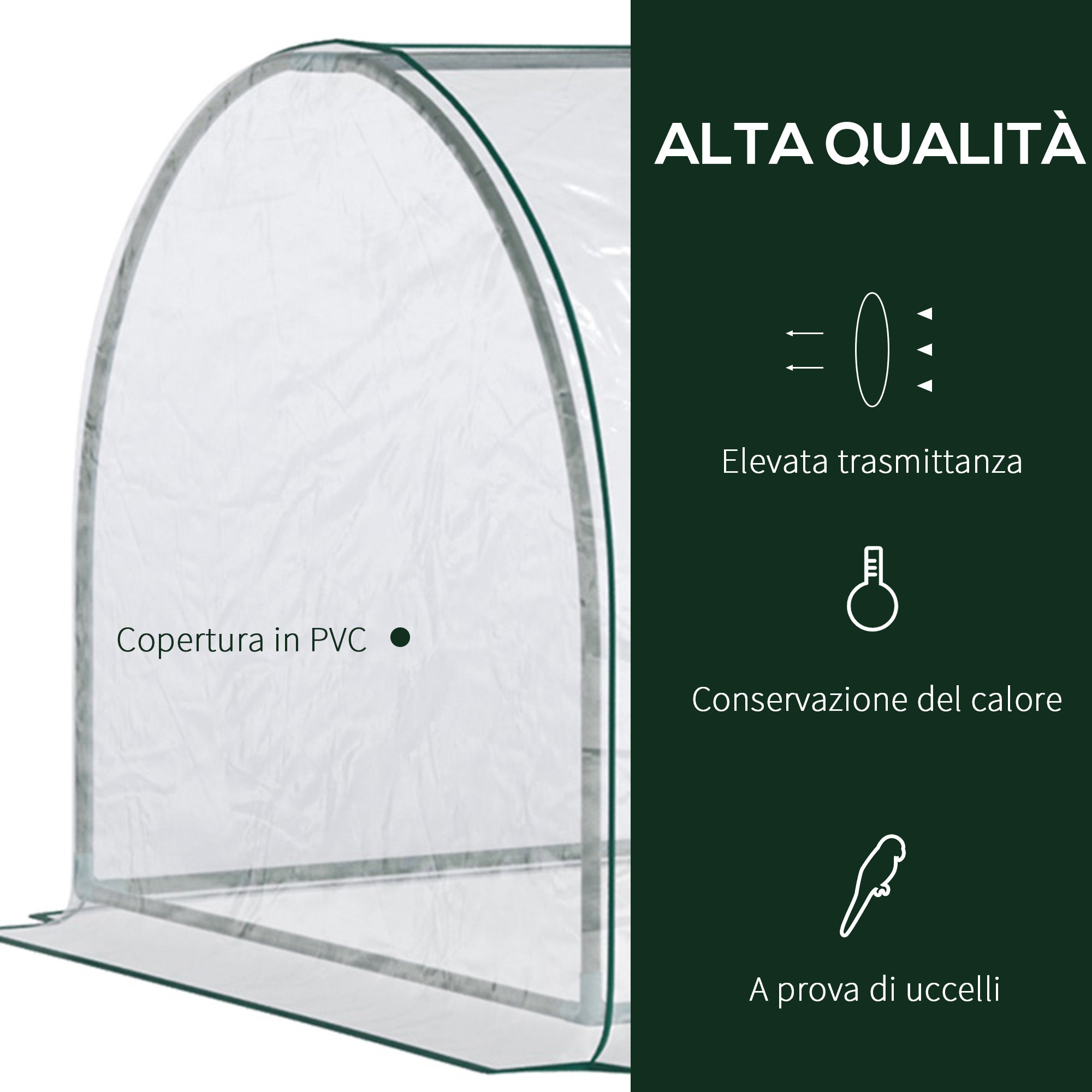 Easycomfort Oustunny Serra da Giardino con Porte Anteriori a Cerniera, in Acciaio e PVC, 250x100x80 cm