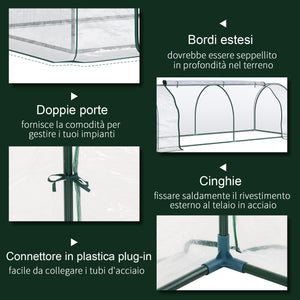 Easycomfort Oustunny Serra da Giardino con Porte Anteriori a Cerniera, in Acciaio e PVC, 250x100x80 cm