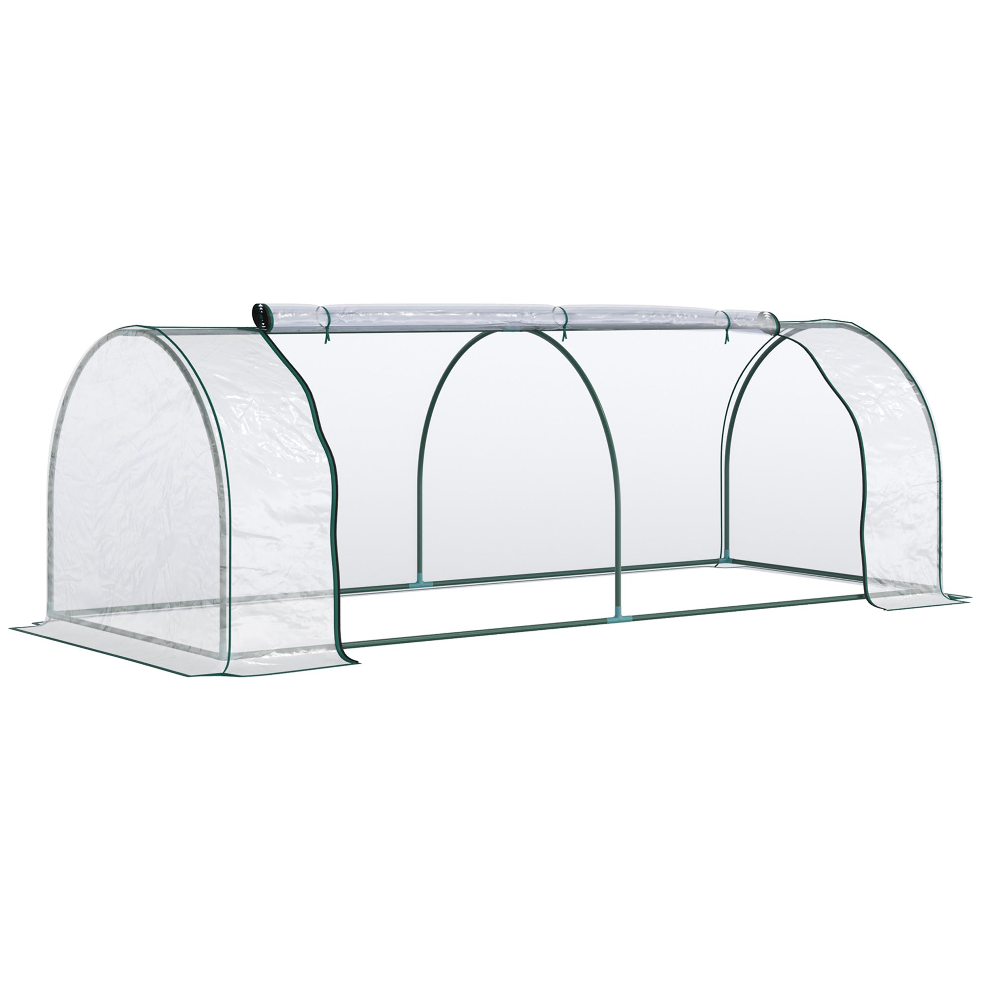 Easycomfort Oustunny Serra da Giardino con Porte Anteriori a Cerniera, in Acciaio e PVC, 250x100x80 cm