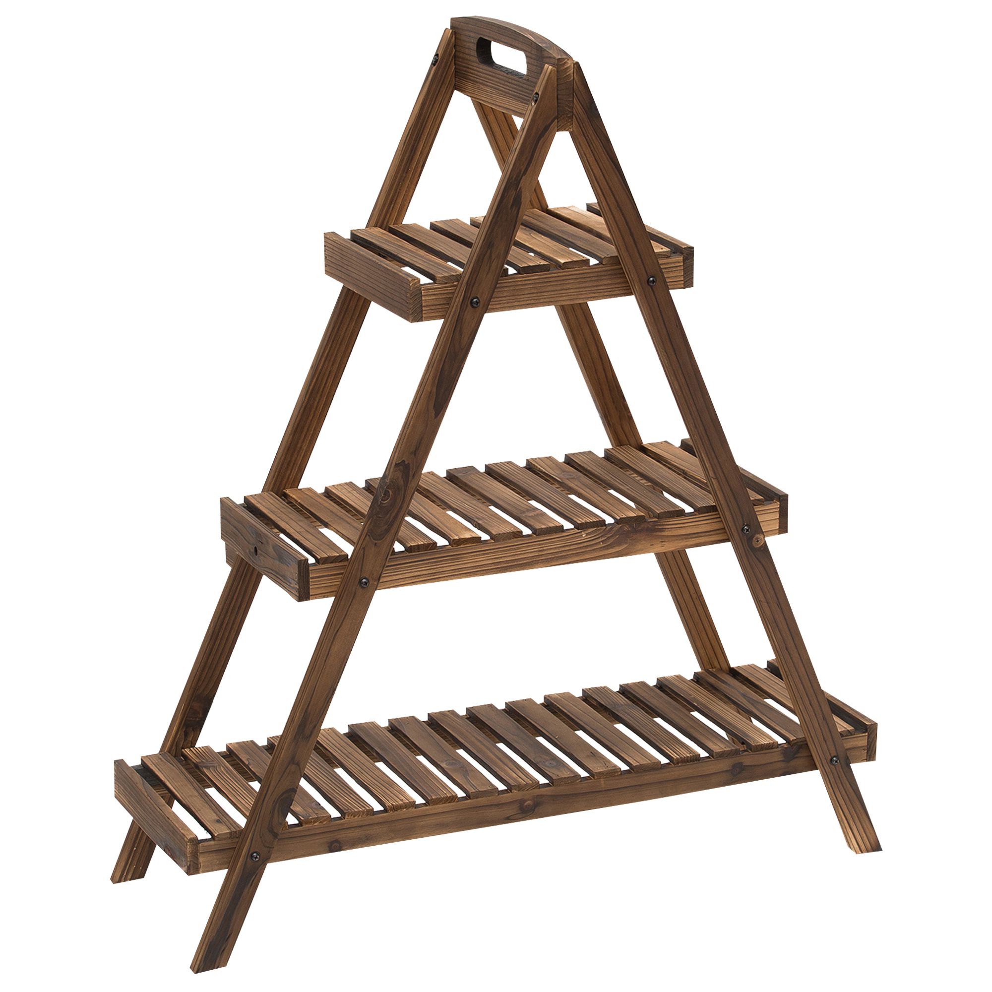 Portapiante Fioriera 3 Livelli 86x28x100 cm Piramide in Legno di Abete Rosso