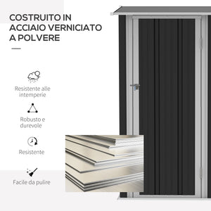 Casetta Box da Giardino Porta Utensili 142x84x189 cm in Acciaio Impermeabile Grigio