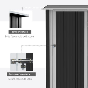 Casetta Box da Giardino Porta Utensili 142x84x189 cm in Acciaio Impermeabile Grigio