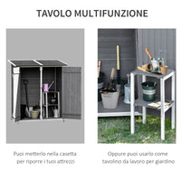 EASYCOMFORT  Casetta da Giardino Porta Utensili in legno, Doppia Porta con Blocco e Tavolo Rimovibile, 139x75x160cm, Grigio