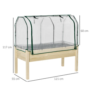 Easycomfort Letto per Orto in Cassetta con Serra da Giardino, Portapiante da Esterno in Legno e PE per Fiori e Verdure, 121x55x117cm