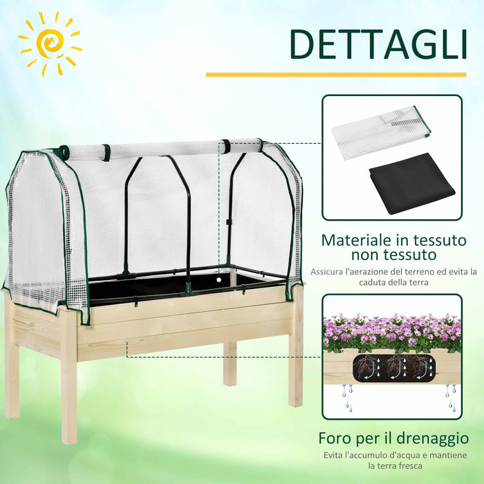 Easycomfort Letto per Orto in Cassetta con Serra da Giardino, Portapiante da Esterno in Legno e PE per Fiori e Verdure, 121x55x117cm