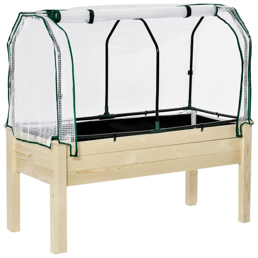 Easycomfort Letto per Orto in Cassetta con Serra da Giardino, Portapiante da Esterno in Legno e PE per Fiori e Verdure, 121x55x117cm