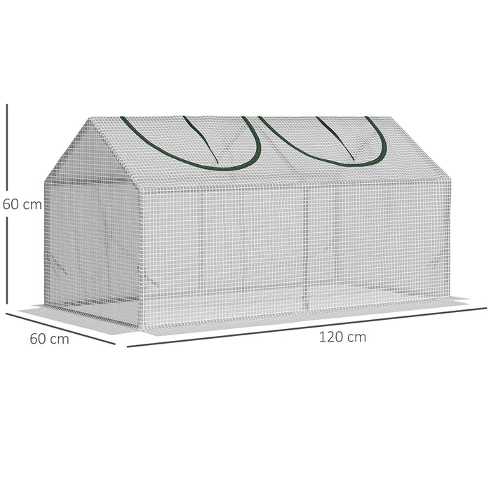 EasyComfort Mini Serra da Giardino con 2 Finestre Avvolgibili e Copertura PE Anti-UV, 120x60x60cm, Bianco