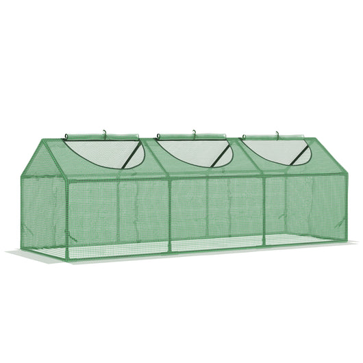 EasyComfort Mini Serra da Giardino con 3 Finestre Avvolgibili e Copertura PE Anti-UV, 180x60x60cm, Verde