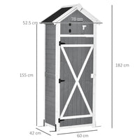 EasyComfort Casetta da Giardino Porta Attrezzi in Abete con Ripiano Rimovibile e Tavolo da Lavoro, 78x52.5x182 cm, Grigia