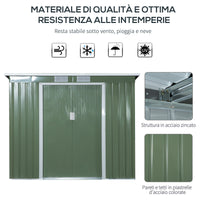 EASYCOMFORT  Casetta da Giardino in Acciaio con Doppia Porta Scorrevole e Prese d'Aria, 213x130x173 cm, Verde