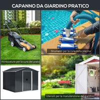 Casetta Box da Giardino in Lamiera per Deposito Attrezzi 236x174x190 cm  Grigio