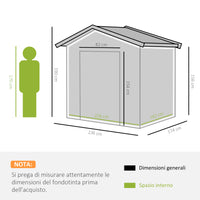 EASYCOMFORT  Casetta da Giardino Porta Utensili in Lamiera di Acciaio, Capanno da Giardino in Acciaio con Porte Scorrevoli, 236x174x190cm, Grigio