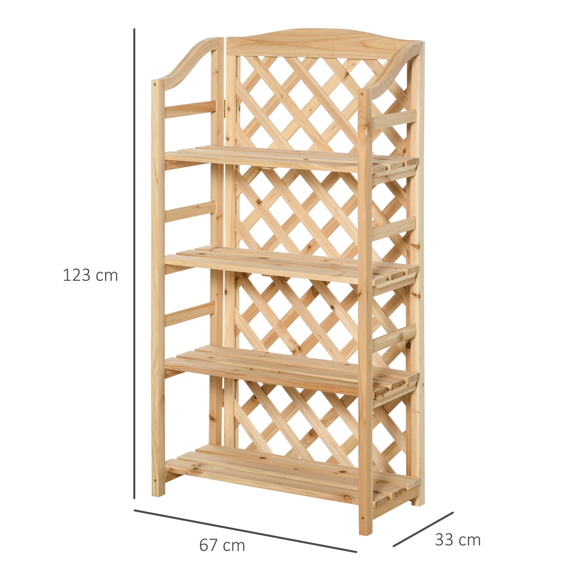 EasyComfort Scaffale Porta Piante da Esterno, Fioriera da Balcone Pieghevole con 4 Mensole Regolabili, Arredamento da Giardino e Casa in Legno, 67x33x123cm