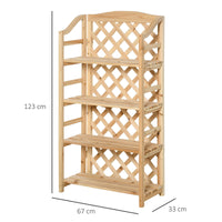 EasyComfort Scaffale Porta Piante da Esterno, Fioriera da Balcone Pieghevole con 4 Mensole Regolabili, Arredamento da Giardino e Casa in Legno, 67x33x123cm