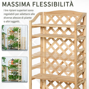 EasyComfort Scaffale Porta Piante da Esterno, Fioriera da Balcone Pieghevole con 4 Mensole Regolabili, Arredamento da Giardino e Casa in Legno, 67x33x123cm