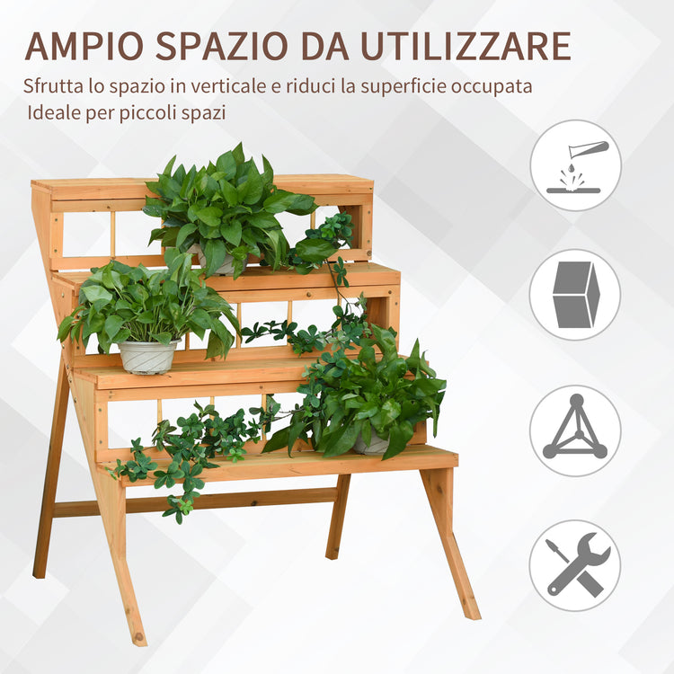 EasyComfort Scaletta Portavasi in Legno con 4 Mensole, Scaffale Porta Piante da Esterno, Fioriere per Balconi Arredamento da Giardino e Casa, 90x84x106cm