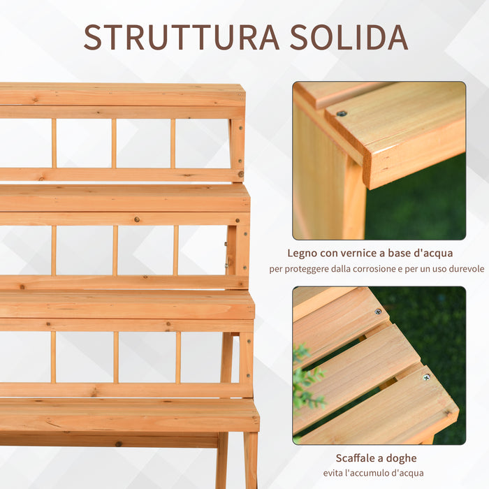 EasyComfort Scaletta Portavasi in Legno con 4 Mensole, Scaffale Porta Piante da Esterno, Fioriere per Balconi Arredamento da Giardino e Casa, 90x84x106cm