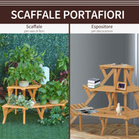 EasyComfort Scaletta Portavasi in Legno Angolare con 3 Mensole, 96x64x61cm