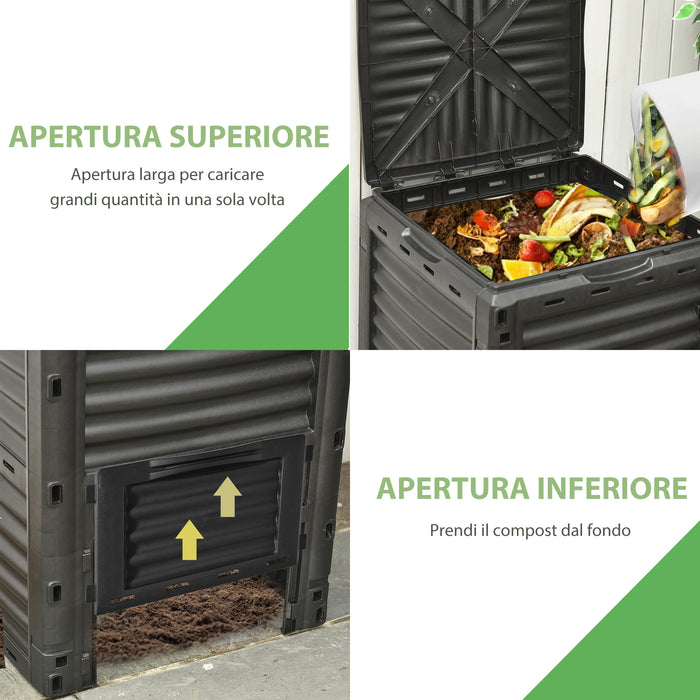 EasyComfort bidone per compostaggio 300L - Nero