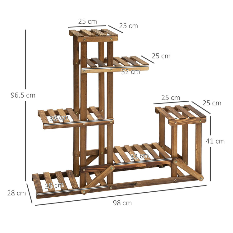 Scaffale Portavasi 6 Livelli 98x28x96,5 cm in Legno di Abete