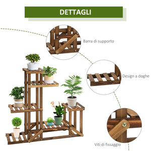 Scaffale Portavasi 6 Livelli 98x28x96,5 cm in Legno di Abete