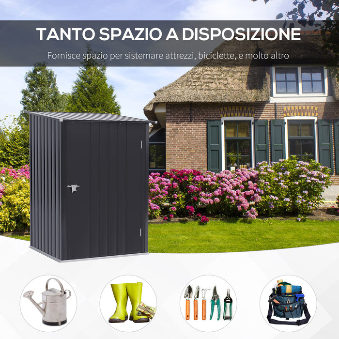 Casetta Box da Giardino Porta Utensili 100x103x160 cm in Lamiera di Acciaio Grigio